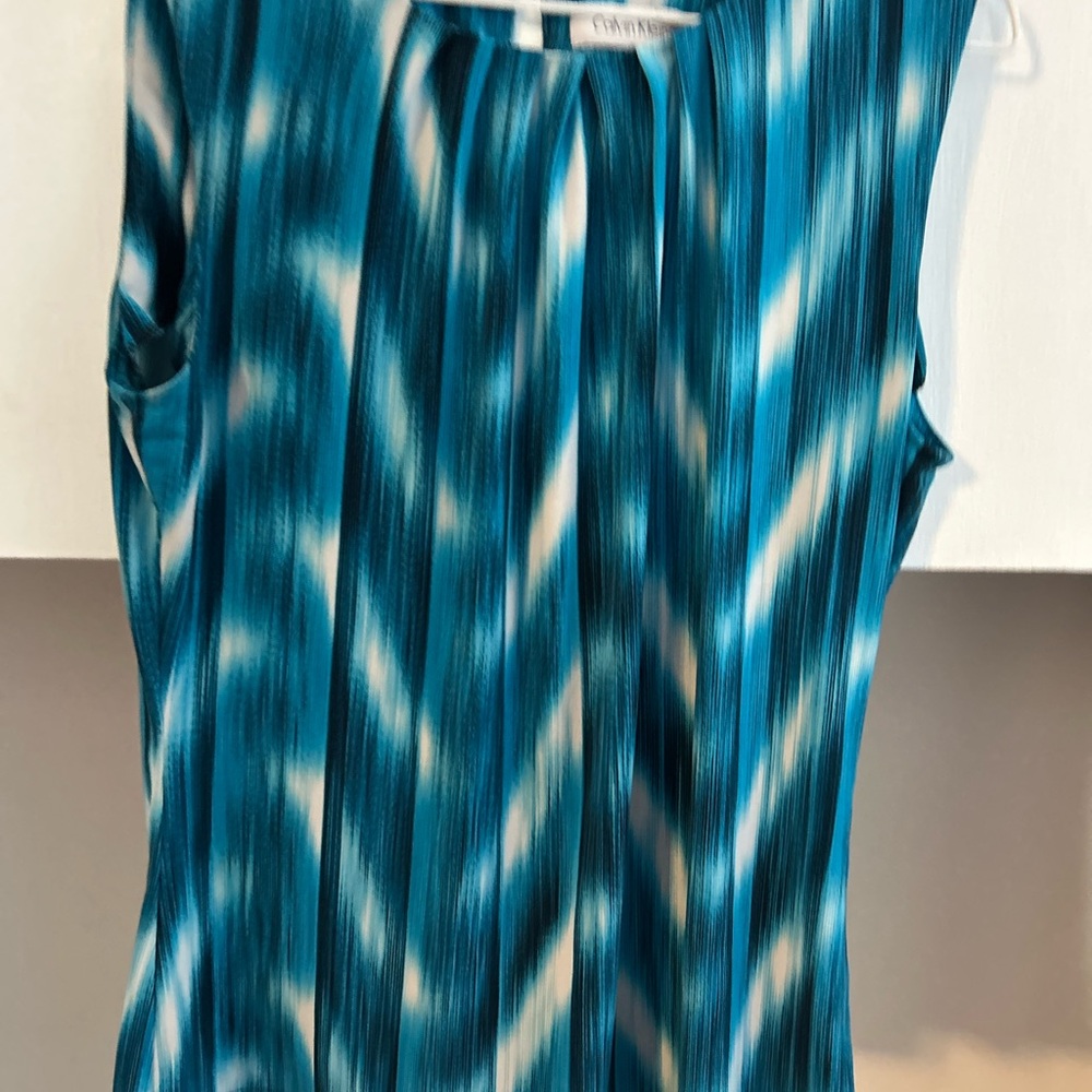 Blue Patterned Sleeveless Top